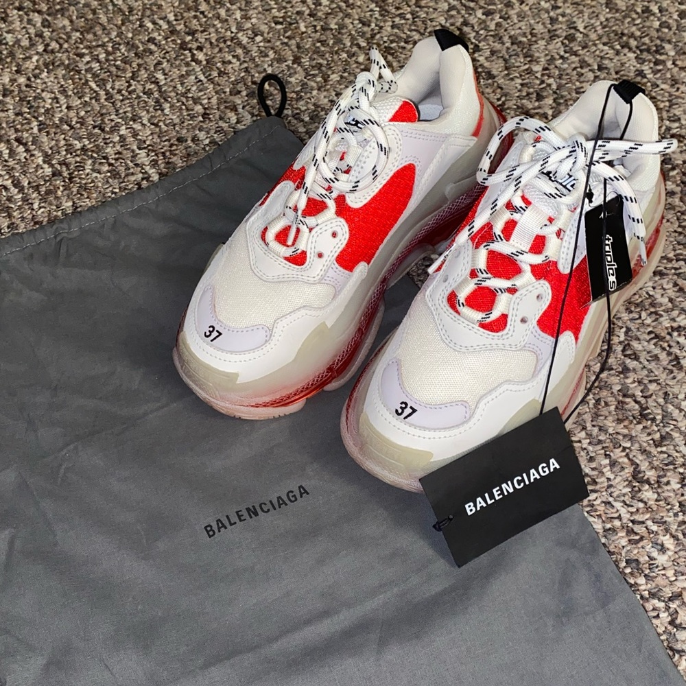 BRAND NEW Balenciaga Triple S Clear Red-White Sneakers